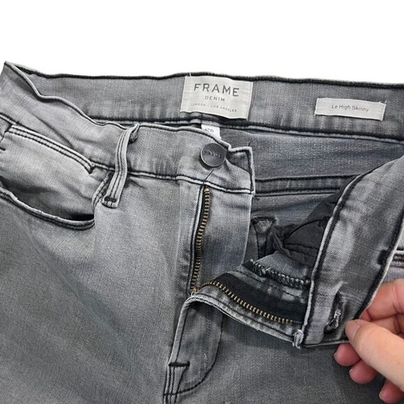 Frame Denim Women's jeans 28 US 6 gray le high skinny stretchy raw hem - Picture 3 of 6
